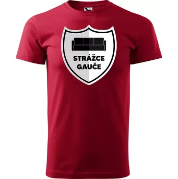 Pánské oblečení Sablio Tričko s potiskem Strážce gauče - červené 2XL