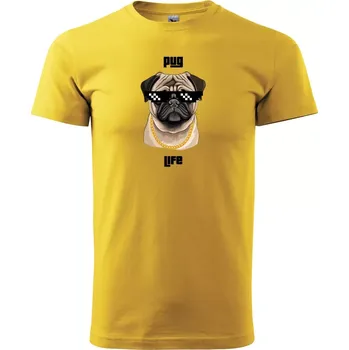Sablio Tričko s potiskem Pug life - žluté 5XL