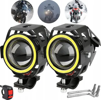 2 ks LED motocyklové halogeny světlomety stroboskop 12-80V 3000LM