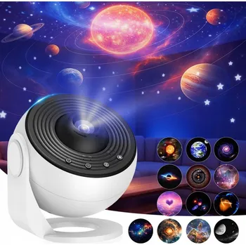 Projekční technika PROJEKTOR NOČNÍ OBLOHY NOČNÍ LAMPA PLANETÁRIUM OTOČNÁ LED 13 USB DISKŮ