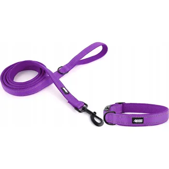 Obojek pro psa Sada vodítko a obojek Fialová sada pro malého psa komplet HUGGY DOGGY S