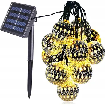 Vánoční dekorace Solarna Girlanda LED 50x Barevné Koule 7M – Vodotěsná IP65