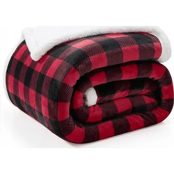 deka TEPLÁ VÁNOČNÍ DEKA s kostkovaným vzorem 130x150 ČERVENÁ měkká fleecová deka VÁNOCE