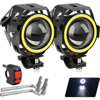 2 ks LED halogenové světlomety na motorku, reflektory 30W 3000LM, hliníkové, 3 režimy