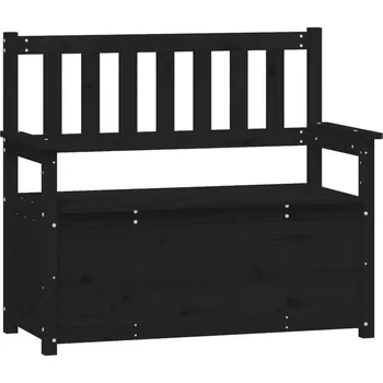 Lavice, černá, 112,5x51,5x96,5 cm, masivní borové dřevo