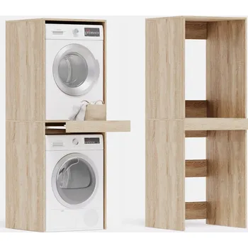 Koupelnový nábytek Stojan na pračku a sušičku DANTE 187 x 65 x 66 cm, nábytek nad pračku, dekor dub sonoma