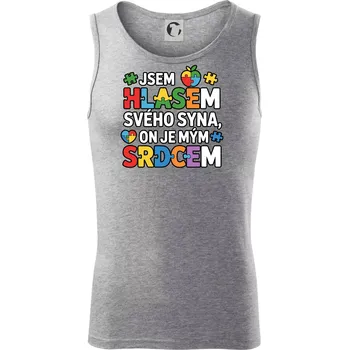 Autismus - Jsem hlasem svého syna, on je mým srdcem - Tílko pánské Core - S ( Tmavě šedý melír )