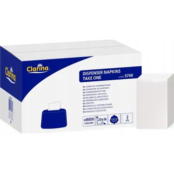 Papírový ubrousek Obdélníkové ubrousky Clarina 5740 bílé, 8000 ks
