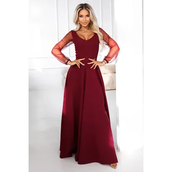 Dámská móda Dámské šaty NUMOCO 640-1 VÍNOVÁ L