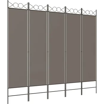 Paraván Paraván 5dílný, antracitový, 200x200 cm, látkový