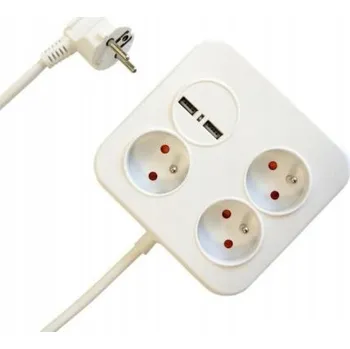 Napájecí kabel Prodlužovací Kabel přívod Düwi 1,4 m 3 ks zásuvky bílý