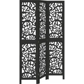 Paraván Paraván 3-panelový, černý, masivní dřevo paulovnie