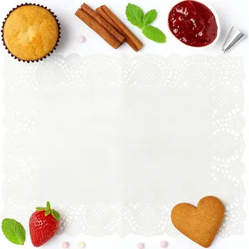 Papírový ubrousek Papírové krajkové ubrousky pod dort, obdélníkové Altom Design 40x30 cm, 8 ks