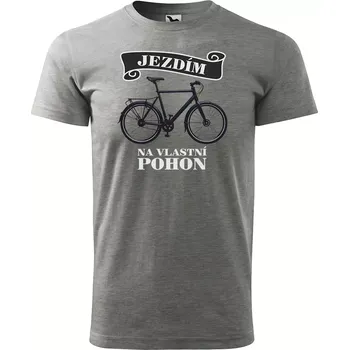 Pánské oblečení Sablio Tričko s potiskem Jezdím na vlastní pohon - šedé M