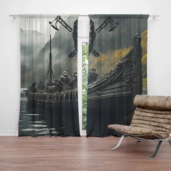 Závěs Sablio Závěs Vikingové Loď: 2ks 140x250cm