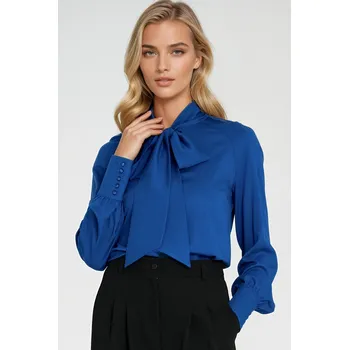 Viskózová halenka s šerpou B204 Barva: Modrá, Velikost: XL