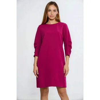 Dámské šaty Nife Šaty s řasením na rukávech S285 Barva: Fuchsiová, Velikost: S