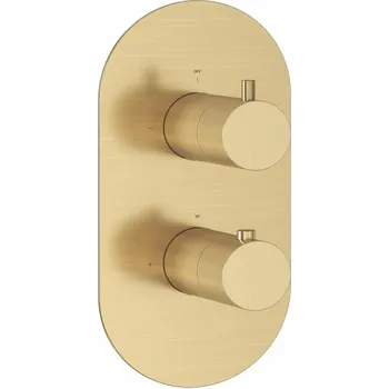 Vodovodní baterie RAVAK Baterie Ravak Espirit podomítková termostatická 2cestná, pro R-Box, gold brushed, X070610 X070610