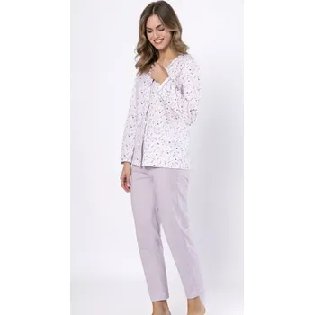 Dámské pyžamo Dámské pyžamo DANUTA – bílé s fialovým detailem, bílá L i170_5906884464868