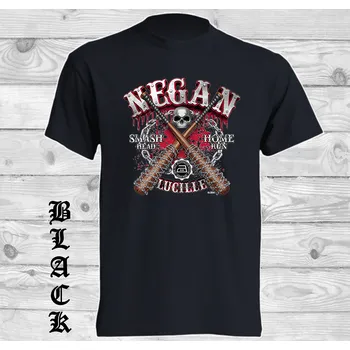 levne-bavlnene-tricko-potisk-Negan-Walking-Dead Barva: Black -černá, velikost: 5XL