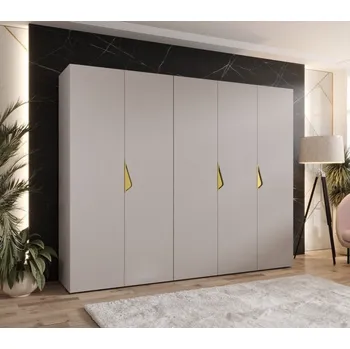 Šatní skříň Široká šatní skříň 250 cm AMARIS 1 - kašmír / zlaté úchyty