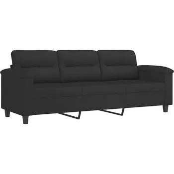 Pohovka Třímístná pohovka, černá, 180 cm, potažená mikrovláknem