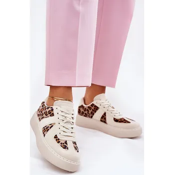 Dámské tenisky Dámské sneakers s leopardím vzorem na platformě béžové Nativira 36