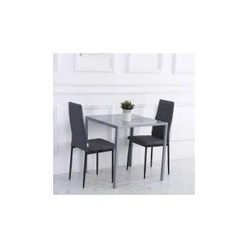 Jídelní stůl Jídelní stůl s deskou z tvrzeného skla, 75 x 75 x 75 cm | šedý