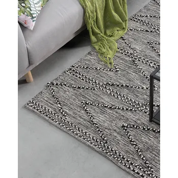 Bytový textil Koberec černý s bílým 140 x 200 cm nízký vlas geometrický vzor obdélníkový moderní Beliani