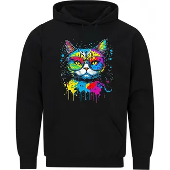 Pánská mikina Pánská mikina Cool Kočka v Brýlích (Velikost: 5XL, Barva: Černá)