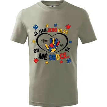 Chlapecké tričko Jsem jeho hlas - Ruka v srdci - Tričko dětské bavlněné - 98 cm / 2 roky ( Light khaki )