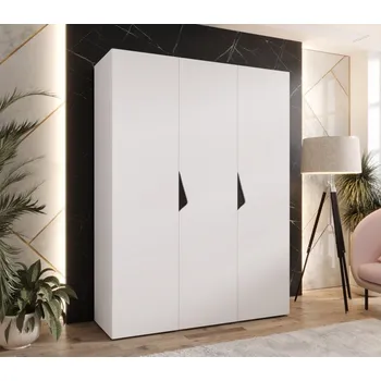 Šatní skříň Třídveřová šatní skříň 150 cm AMARIS 1 - bílá / černé úchyty