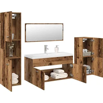 Koupelnový nábytek 5dílná koupelnová sestava old wood kompozitní dřevo Hnědá3328913
