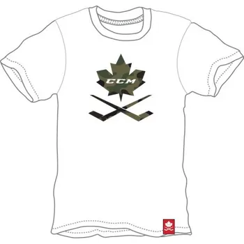 Pánské tričko CCM Triko CCM Camo Leaf SR, Barva WHT, Velikost M 922524