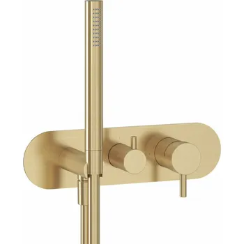 Vodovodní baterie RAVAK Baterie Ravak Espirit podomítková 3cestná se sprchovým setem, pro R-Box, gold brushed, X070606 X070606