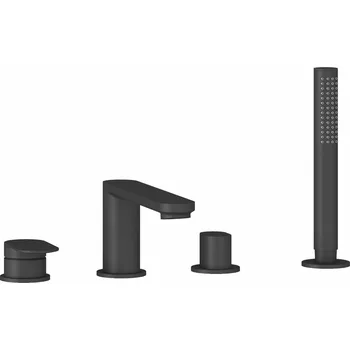 Vodovodní baterie RAVAK Baterie Ravak Chrome II vanová stojánková, čtyřotvorová, se sprchovým setem, černá mat, X070593 X070593