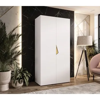 Šatní skříň Úzká šatní skříň 100 cm AMARIS 1 - bílá / zlatý úchyt