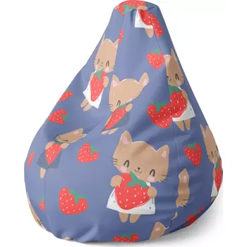 Sedací pytel Sablio Sedací vak Pear Kočičky s jahodami - 70 x 95 x 15 cm