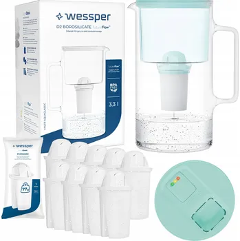 Filtrace vody Filtrační konvice Wessper D2 Borosilicate FutureFlow 3,3 l modrá