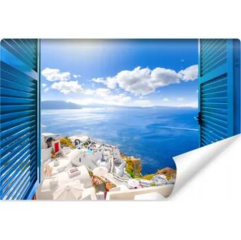 Fototapeta Fototapeta do ložnice Výhled z okna SANTORINI Krajina Řecko 3D 135x90
