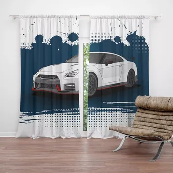 Závěs Sablio Závěs Nissan GTR 35 Modrý: 2ks 140x250cm