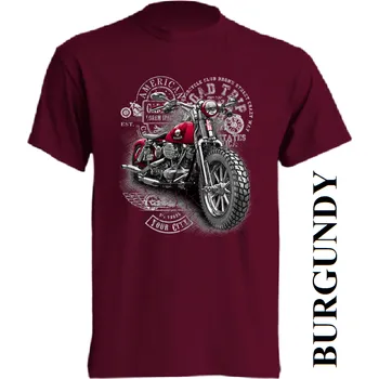 levne-bavlnene-tricko-potisk-motorka Barva: Burgundy - vínová, velikost: 4XL