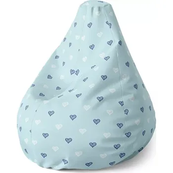 Sedací pytel Sablio Sedací vak Pear Srdce na modré - 140 x 100 x 25 cm