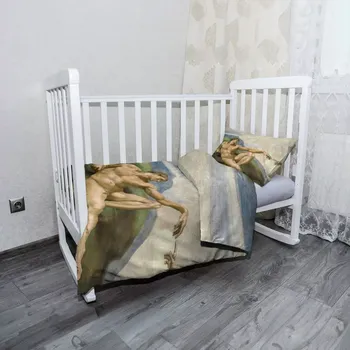 Povlečení Sablio Mikroplyšové dětské povlečení do postýlky Stvoření Adama - Michelangelo Buonarroti - 120x90 / 40x60