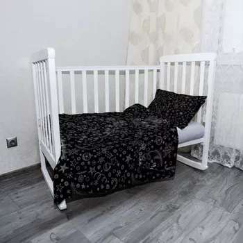 Povlečení Sablio Dětské povlečení do postýlky Vánoce na černé - 120x90 / 40x60