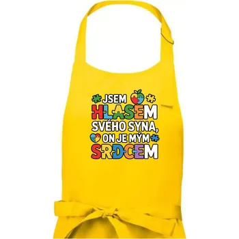 Kuchyňská zástěra Autismus - Jsem hlasem svého syna, on je mým srdcem - Dámská zástěra na vaření - Univerzální velikost ( Žlutá )