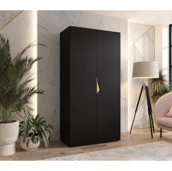 Šatní skříň Úzká šatní skříň 100 cm AMARIS 1 - černá / zlatý úchyt