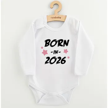 Dětské body s potiskem New Baby BORN IN 2026 pink, vel. 62 (3-6m)