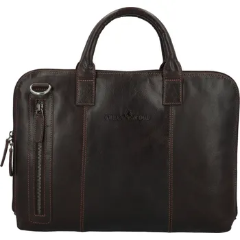 Pánská aktovka Pánská kožená business taška tmavě hnědá - Greenwood Vardan hnědá
