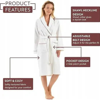 Dámský župan Bavlněný župan S/M English Home Premium Bílý do Spa Wellness Kapuce